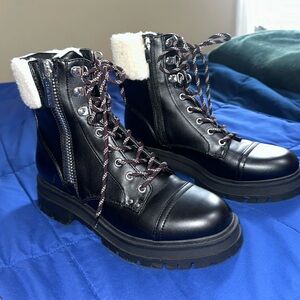Nine West combat boots with shearling